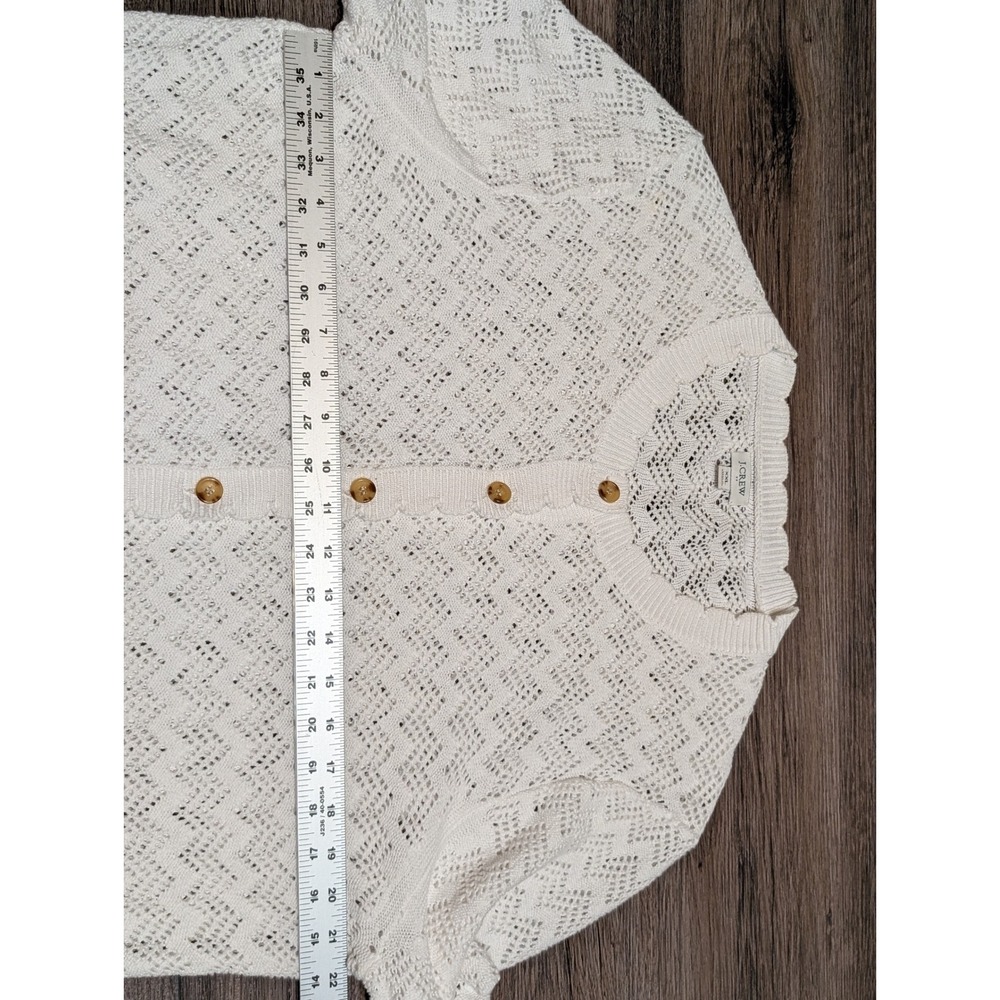 J. CREW White Crochet Knit Cardigan Sweater Lace Trim Button Front Plus Size XXL - Picture 4 of 4